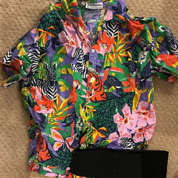 VINTAGE The Bagshaws of St. Lucia Hawaiian set jungle print - Picture 3 of 6